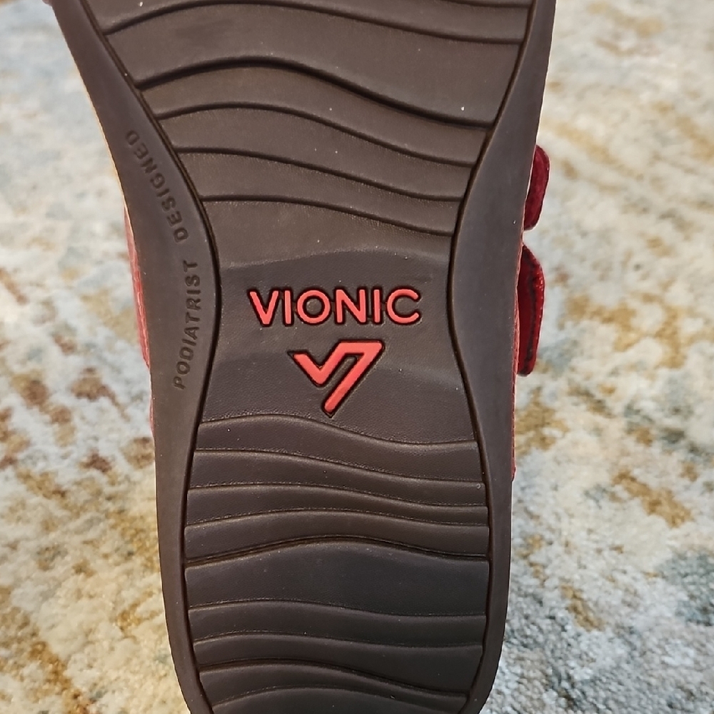 Vionic Red Sandals with Gold Buckles - Picture 4 of 6